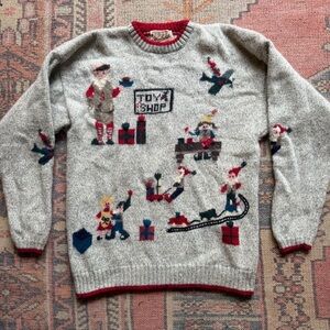 Vintage 90s Woolrich Christmas sweater Ugly gray Small Men’s S Women’s M
